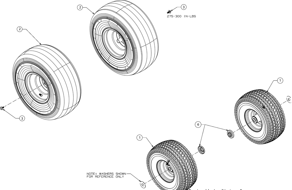 Wheels Diagram and Parts List for XT2-LX46KH (13YQA1CT010)(2016) Cub Cadet Lawn Tractor